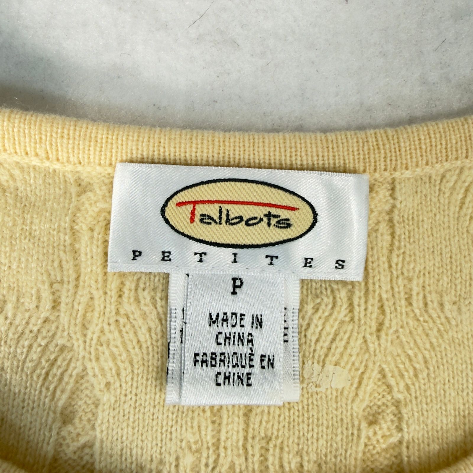 Talbots Talbots Petite 100% Cashmere Yellow Cable Knit Sweater Sz P Size ONE SIZE - 2 Thumbnail