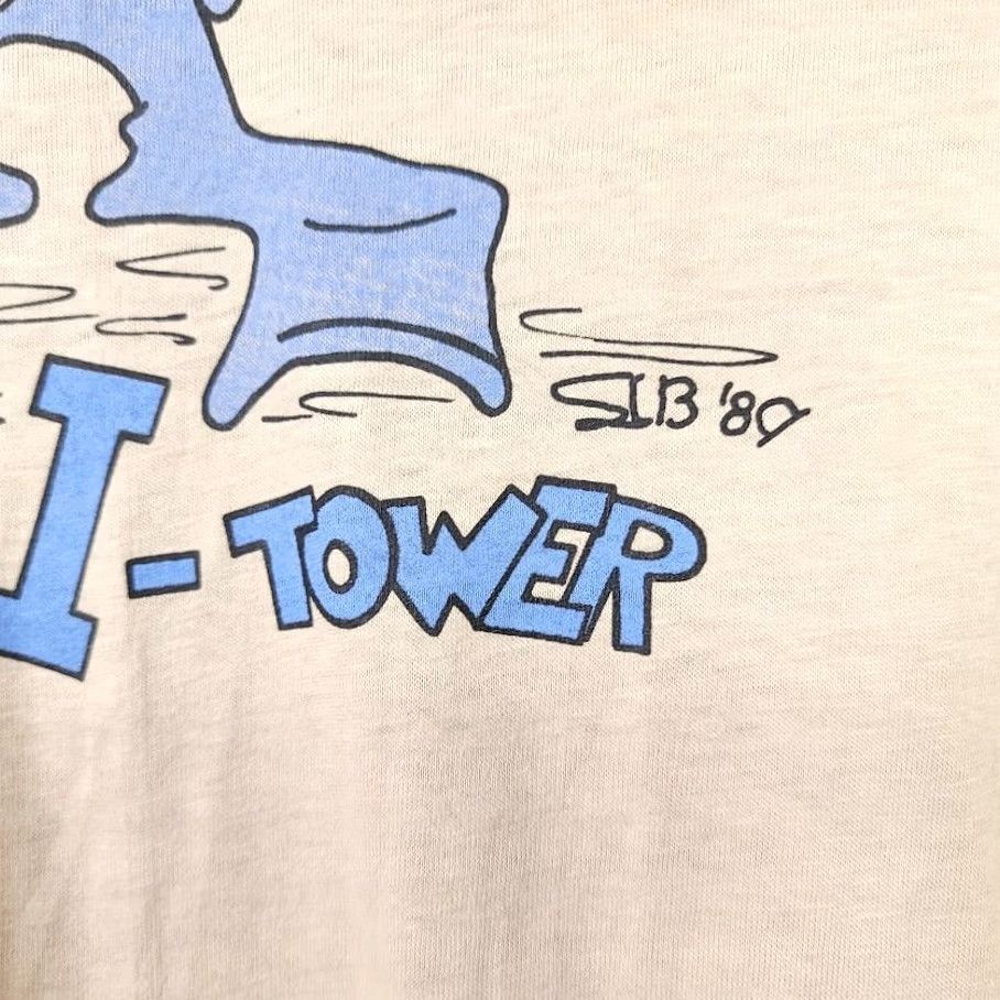 Vintage VINTAGE The I Tower T Shirt Mens Size Medium 80s 1989 Best Lil Tower Made In USA Beige Cotton Crew Neck Short Sleeve Shirts Mens Size US M / EU 48-50 / 2 - 4 Thumbnail