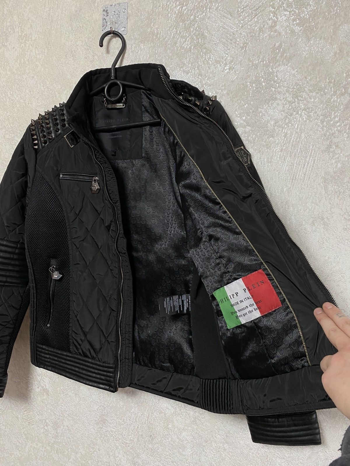 Philipp Plein Philipp Plein biker Studded Jacket with Leather Accents Size XL / US 12-14 / IT 48-50 - 7 Thumbnail