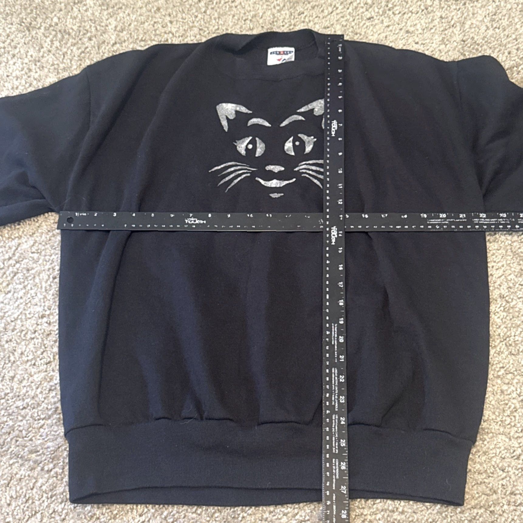 Jerzees VINTAGE Kitty Cat Art Black Grey Crewneck Sweatshirt XL Unisex Adults Jerzees Pullover Sweatshirt Art 90s? Size US XL / EU 56 / 4 - 4 Thumbnail