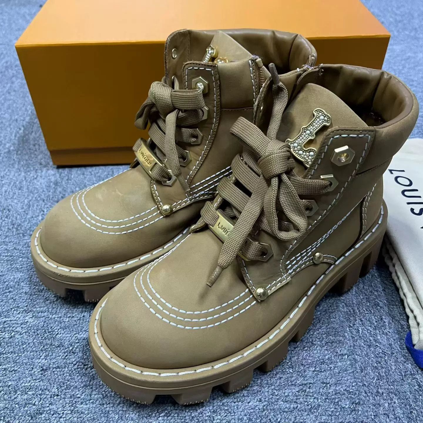 Louis Vuitton Louis Vuitton 2024 Brown Lace-Up Boots Size US 6.5 / EU 39-40 - 2 Thumbnail