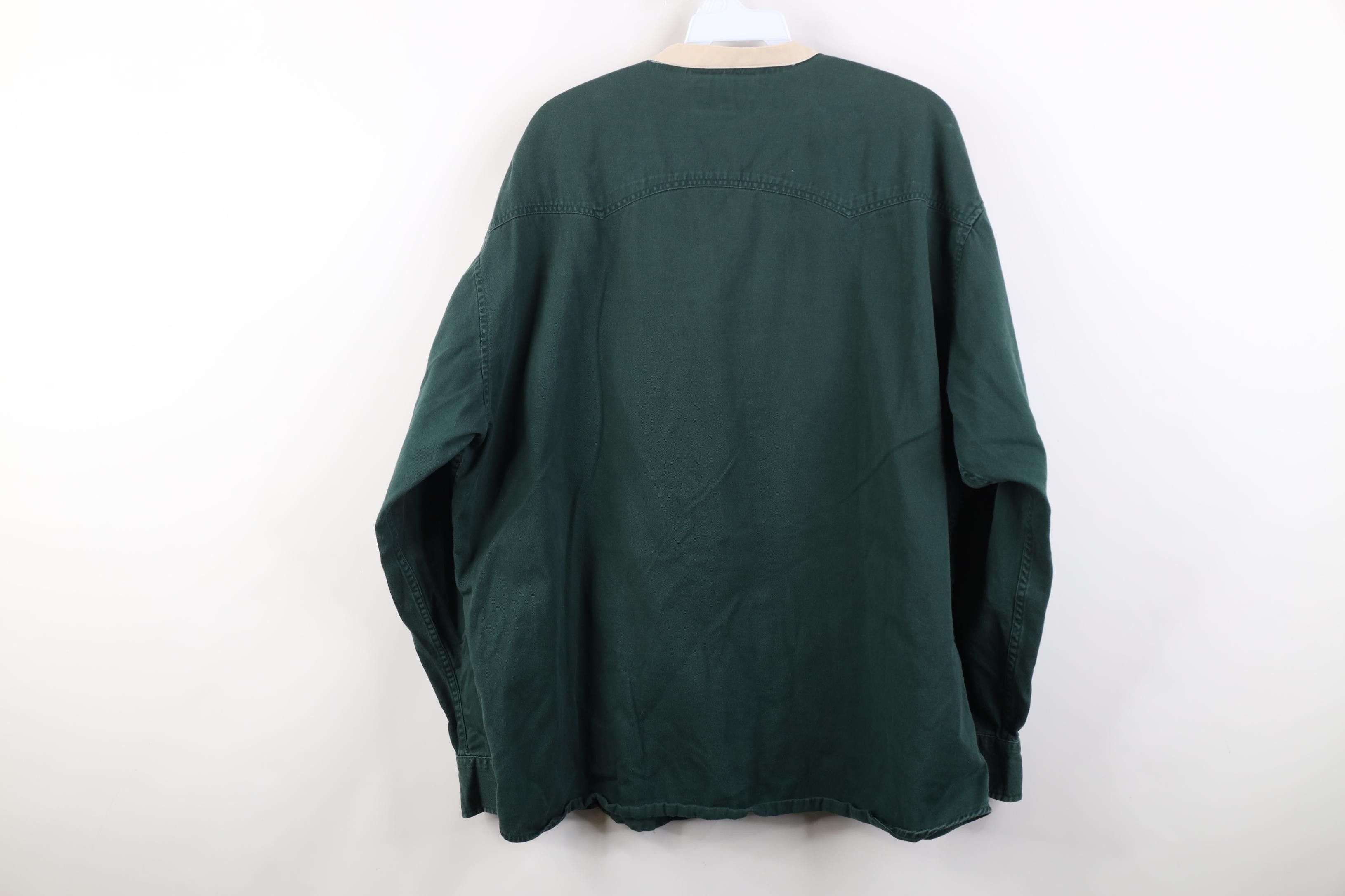 Vintage Vintage 90s Streetwear Cowboy Band Collar Button Shirt Green Size US XL / EU 56 / 4 - 11 Thumbnail