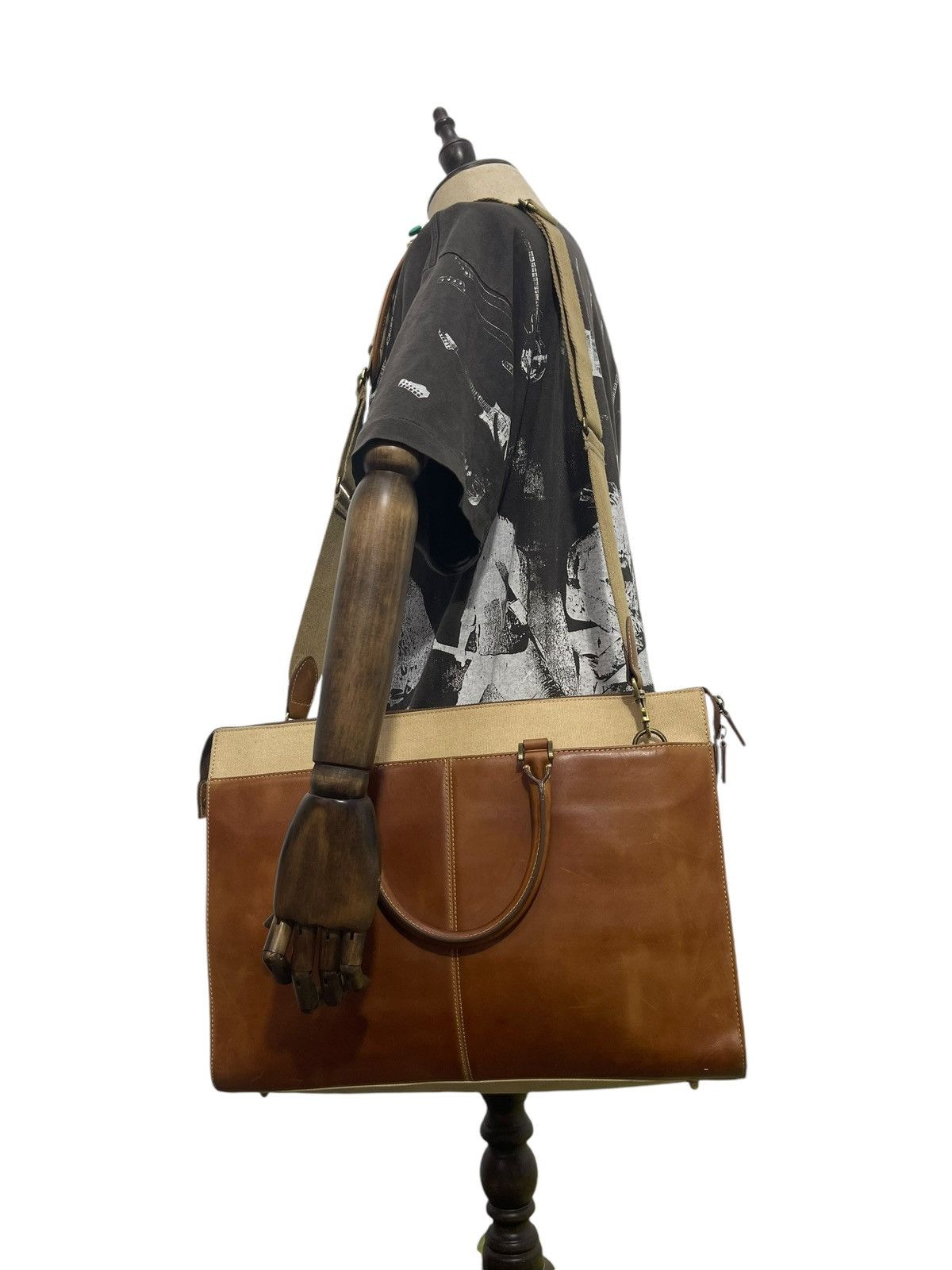 Leather Leather Cotton Canvas Apiana Office Bag 9🟩 Size ONE SIZE - 1 Thumbnail