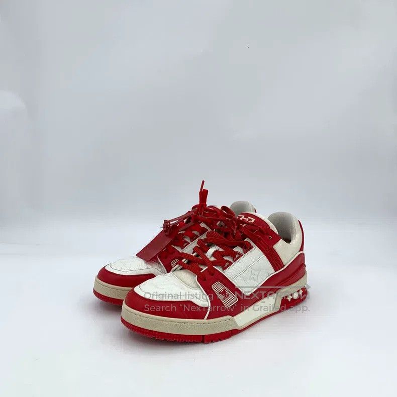 Louis Vuitton Louis Vuitton Trainer Red logo Embossed Lace Up Casual Fla Size US 7 / EU 40 - 1 Thumbnail