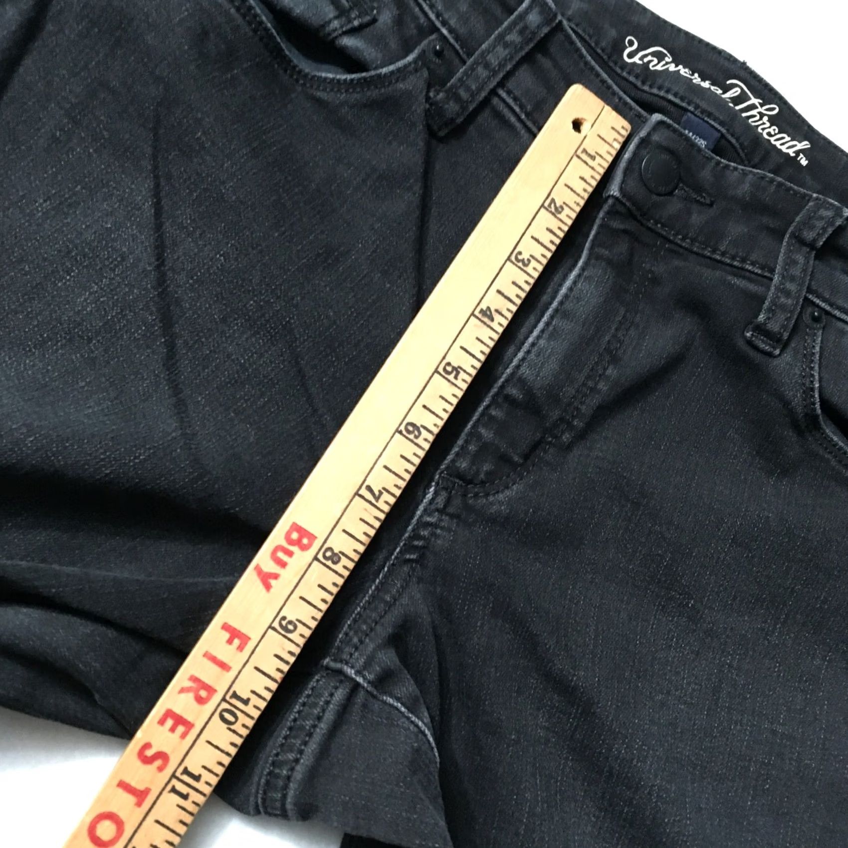 Vintage Universal Thread Women Jeans Size 14 Black Denim 32S Straight Wide Leg Vintage Size 36" / US 14 / IT 50 - 3 Thumbnail