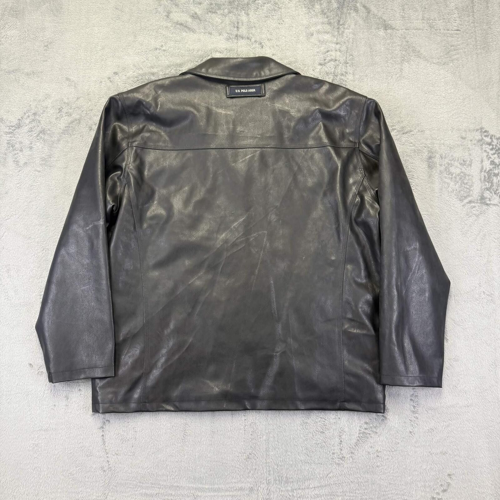 U.S. Polo Assn. U.S. Polo Assn. Men's Classic Black Faux Leather Jacket Size US XXL / EU 58 / 5 - 2 Thumbnail