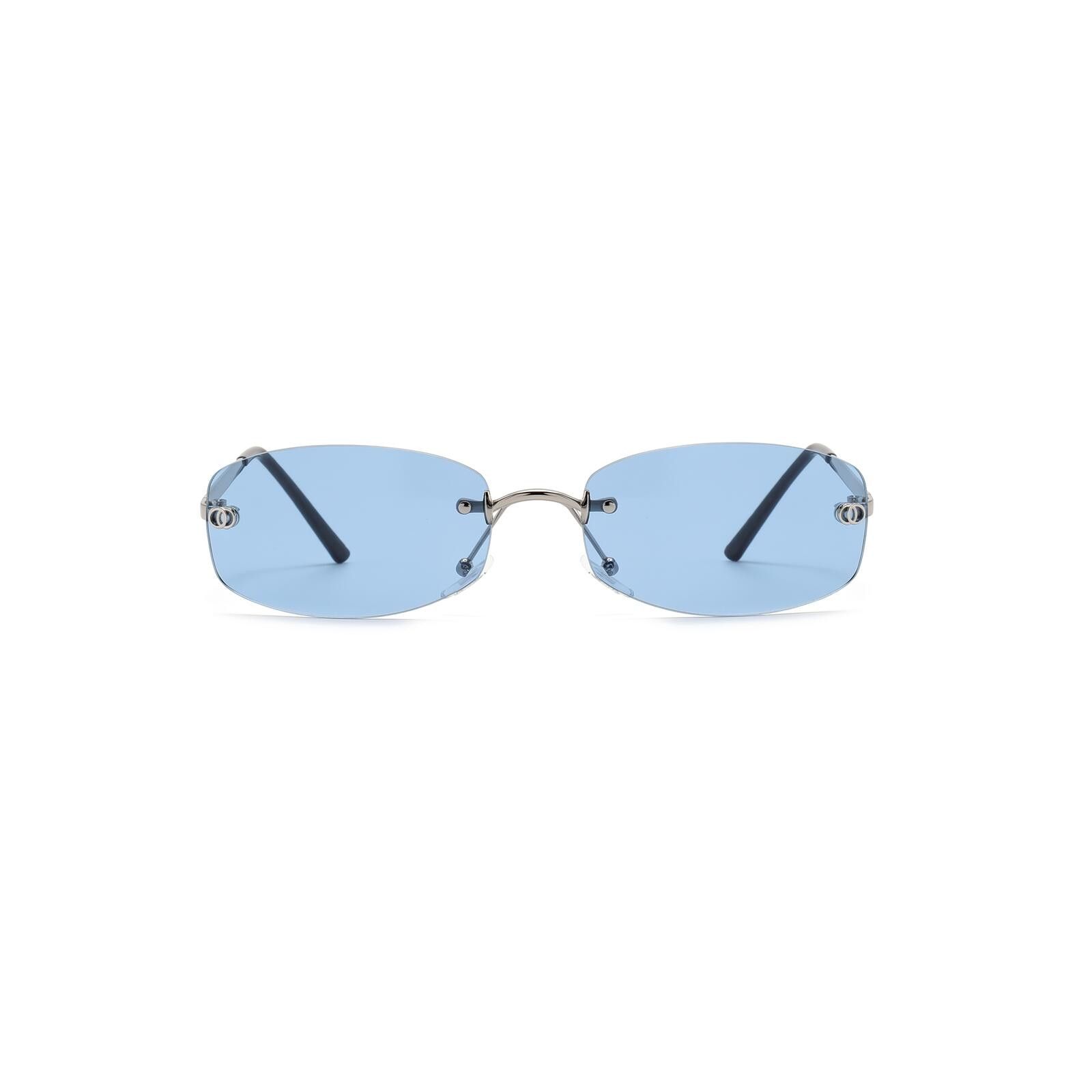 Japanese Brand Y2K Rimless Blue Tint Sunglasses Cyber Retro 00s Vibe Size ONE SIZE - 5 Thumbnail