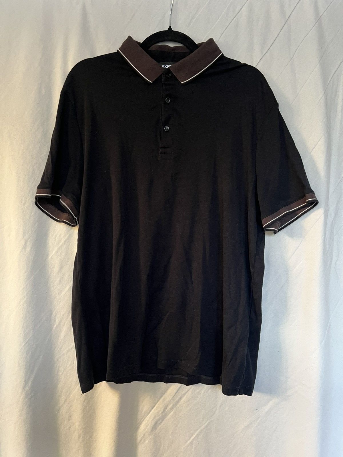 Express Express Men Stripe Tipped Collar Polo Size US L / EU 52-54 / 3 - 5 Thumbnail
