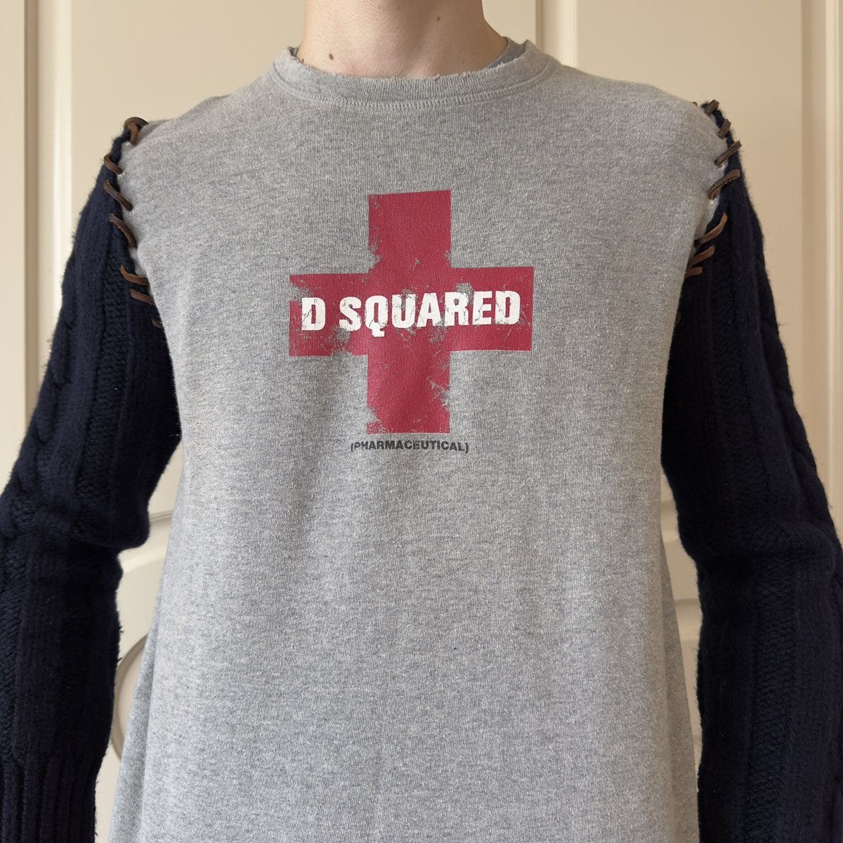 Dsquared2 Dsquared2 F/W 2002 Hybrid Wool Sleeve Sweater Size US L / EU 52-54 / 3 - 4 Thumbnail