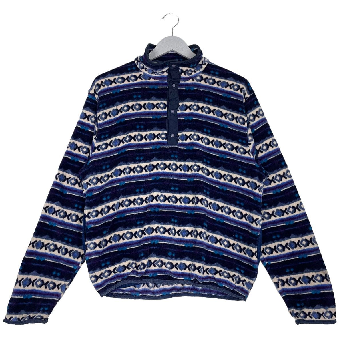 90s LL BEAN NATIVE FLEECE SNAP BUTTON PULLOVER