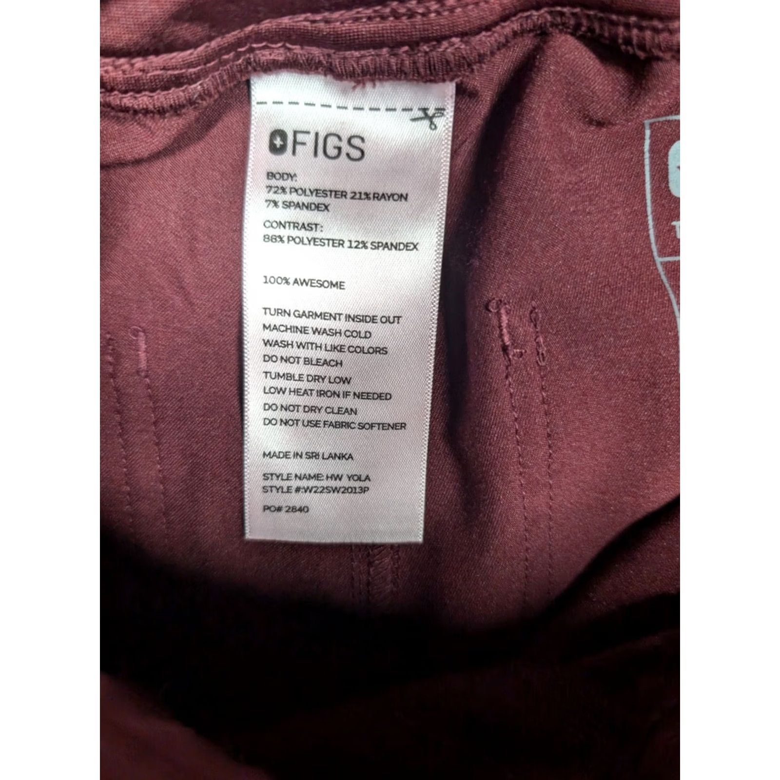 Vintage FIGS Women Yola Skinny Pants XXS Cranberry / Pink TW2000R Medical Scrub Solid Polyester Womens Size 24" / US 00 / IT 34 - 6 Thumbnail