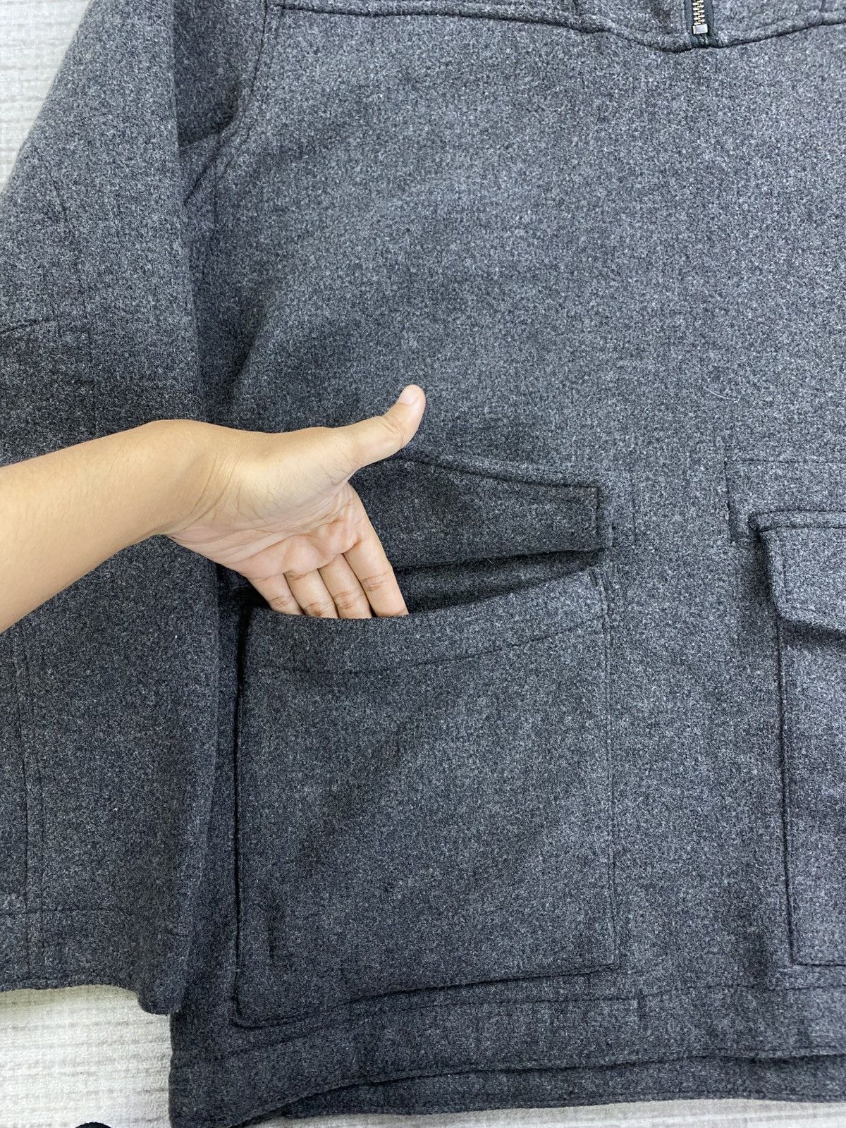 Gap × Japanese Brand × Vintage Vtg GAP Pullover Anorak Double Pocket Wool Hoodie Jacket Size US M / EU 48-50 / 2 - 7 Thumbnail
