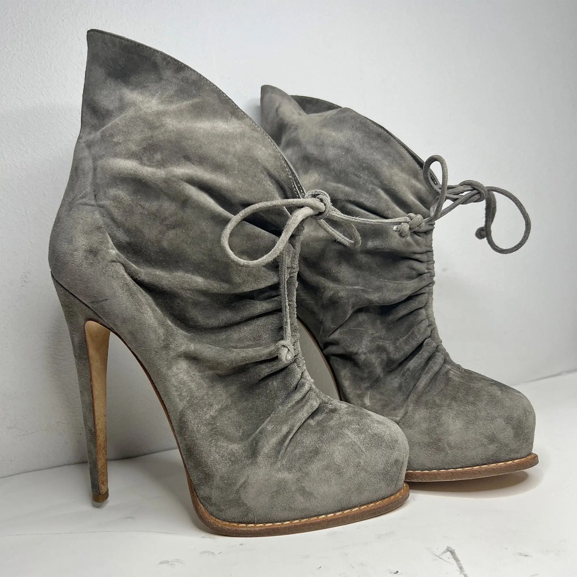 Brian Atwood Suede High Heel Boots Size US 7 / IT 37 - 4 Thumbnail