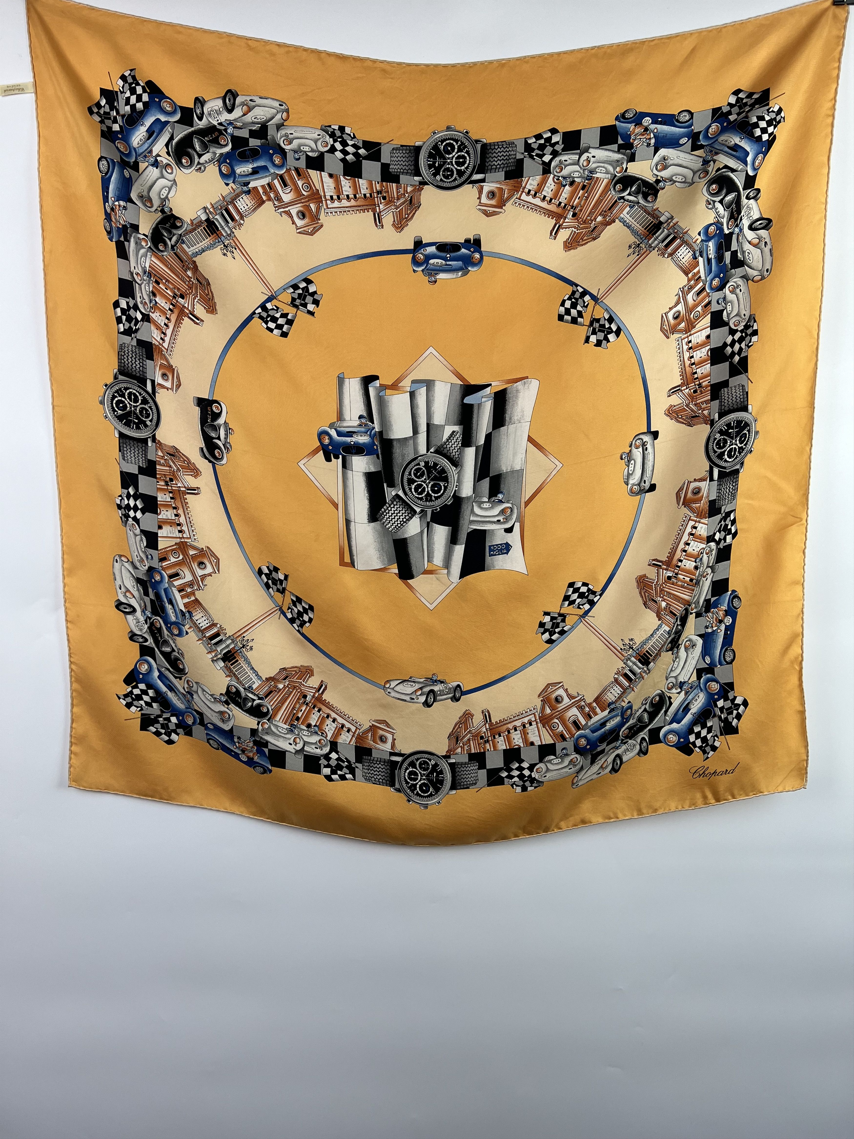 Chopard × Vintage Chopard Mille Miglia 2000 Silk Scarf Porsche Ferrari 85x85 Size ONE SIZE - 1 Thumbnail