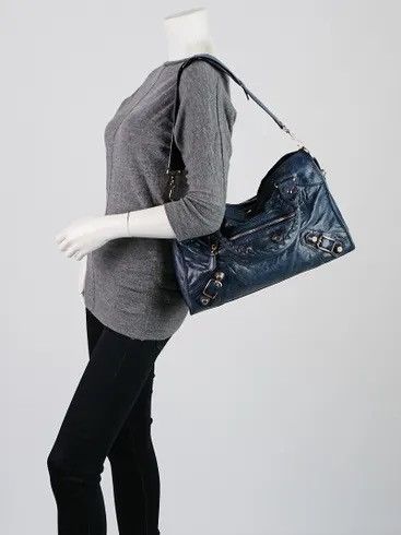 Balenciaga BALENCIAGA - CITY BAG - GIANT 21 SILVER HARDWARE (NAVY) Size ONE SIZE - 19 Thumbnail