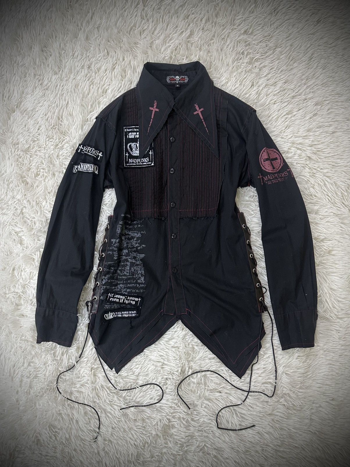KMRii rare 2000s japanese brand MAD PUNK lace up linen vkei linen Size US M / EU 48-50 / 2 - 1 Thumbnail
