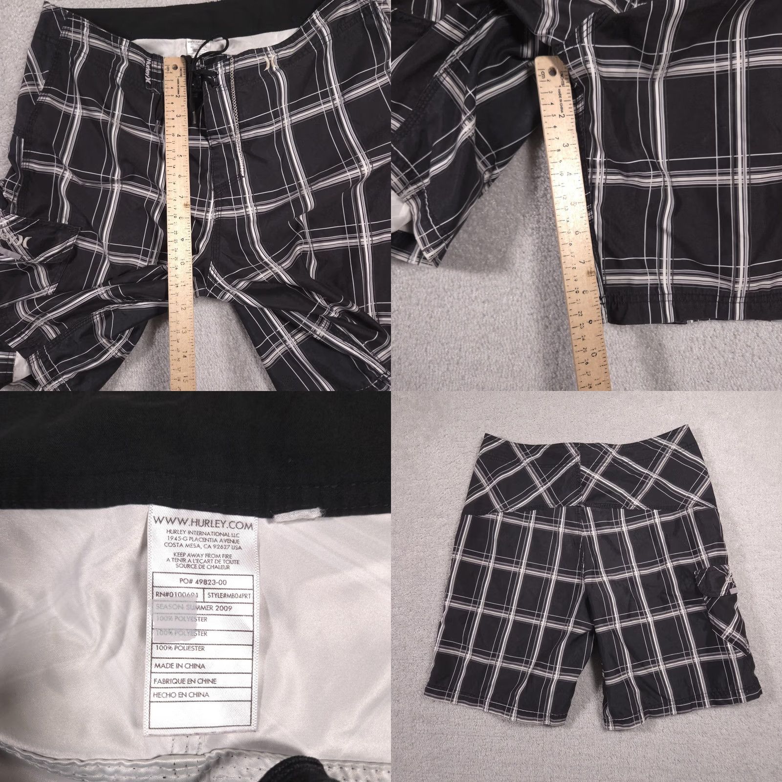 Hurley Hurley Shorts Mens Large Black White Plaid Board Shorts Swim Trunks 2009 Size US 34 / EU 50 - 8 Thumbnail
