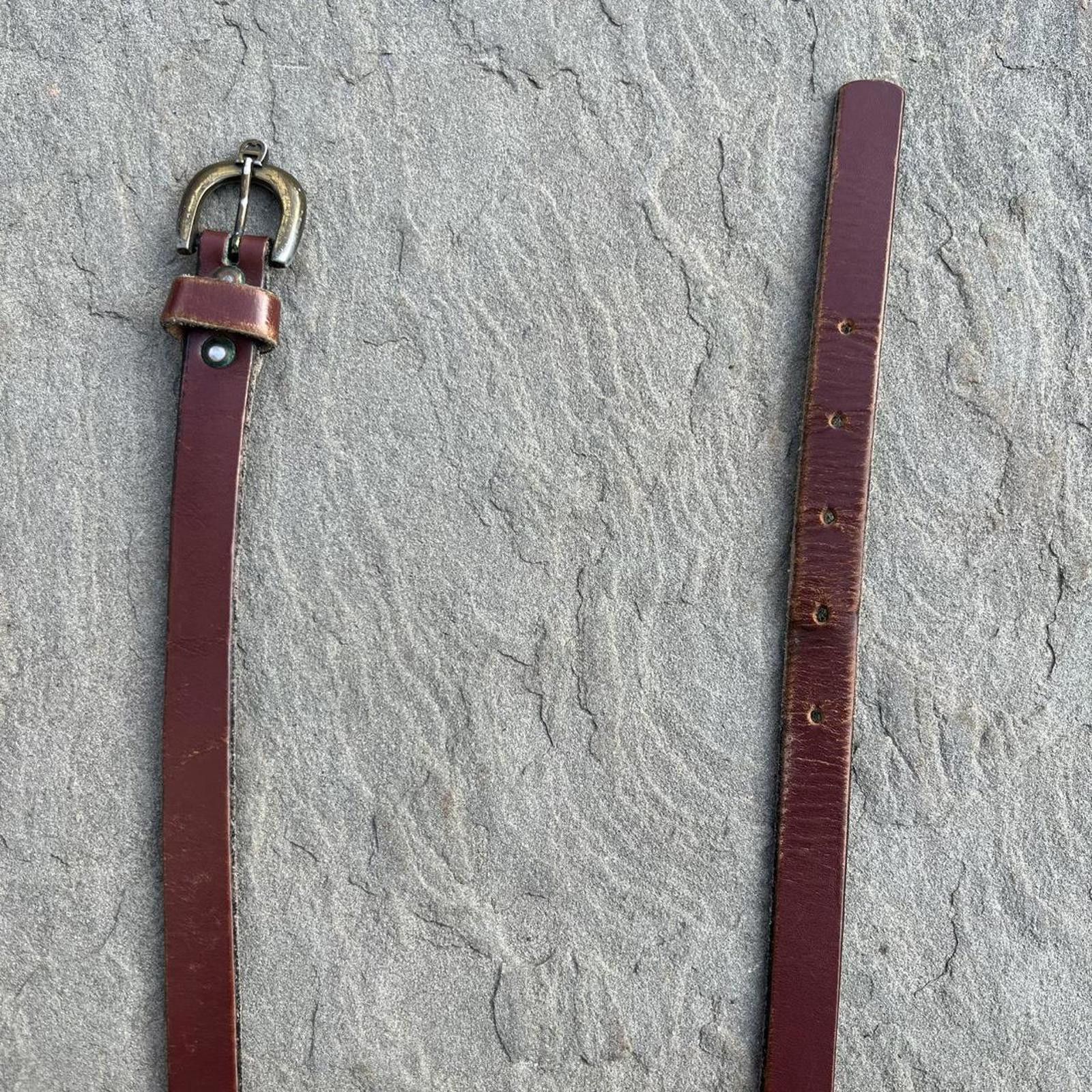 Etienne Aigner Vintage 90s Dark Brown Oil Tanned Leather Designer Belt Size ONE SIZE - 2 Thumbnail