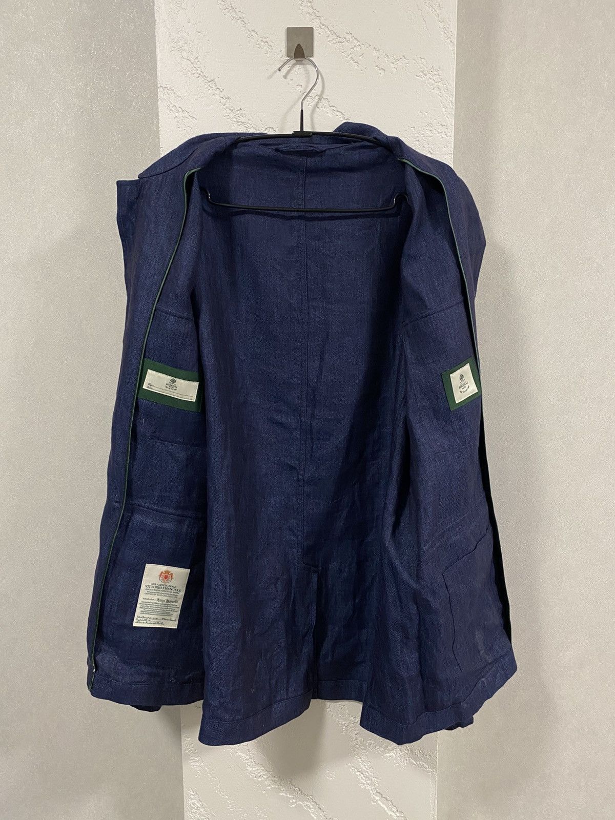 Luigi Borrelli Luigi Borelli Napoli Blue Linen Light Coat Jacket Size: 54 Size US L / EU 52-54 / 3 - 6 Thumbnail