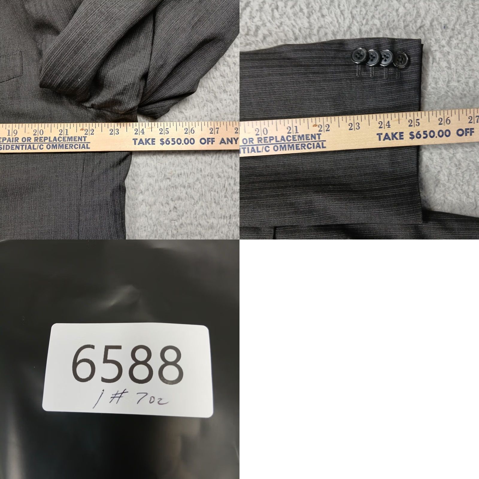 Saks Fifth Avenue Saks Fifth Avenue Wool Blazer Men's 46R Gray Pinstripe Sport Coat Jacket 2 Piece Notch Lapel Two-Button Front Flat Front Regular Fit Double-Vented Size 40R - 8 Thumbnail