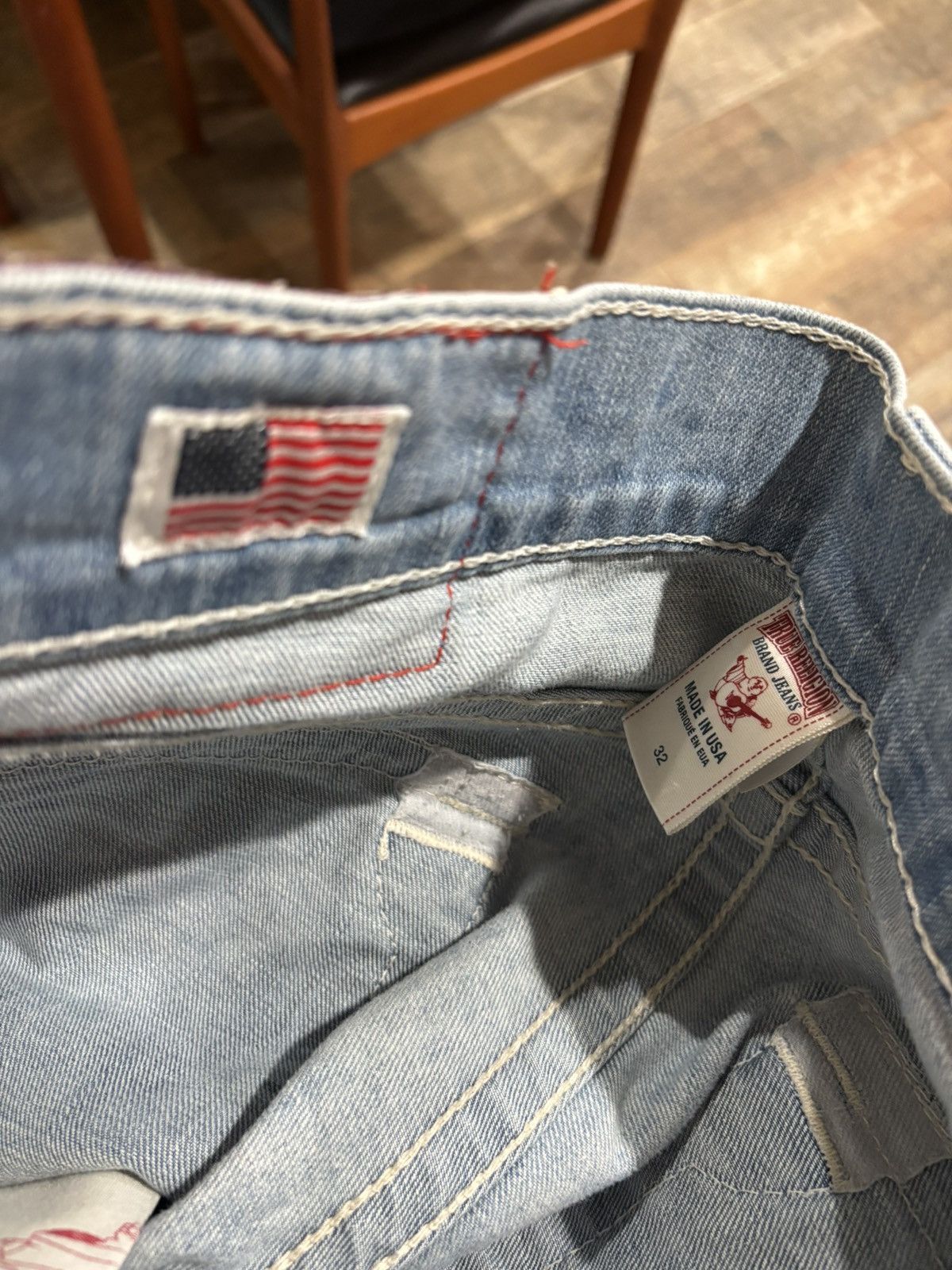True Religion Lightwash Horseshoe Flap Skinny Jeans Size US 32 / EU 48 - 4 Thumbnail