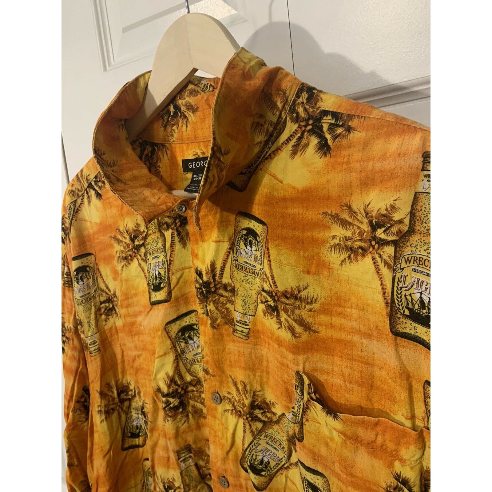 George Wrecked Premium Lager Print Men’s Sz 3XL George Hawaiian Shi Size US XXL / EU 58 / 5 - 1 Thumbnail