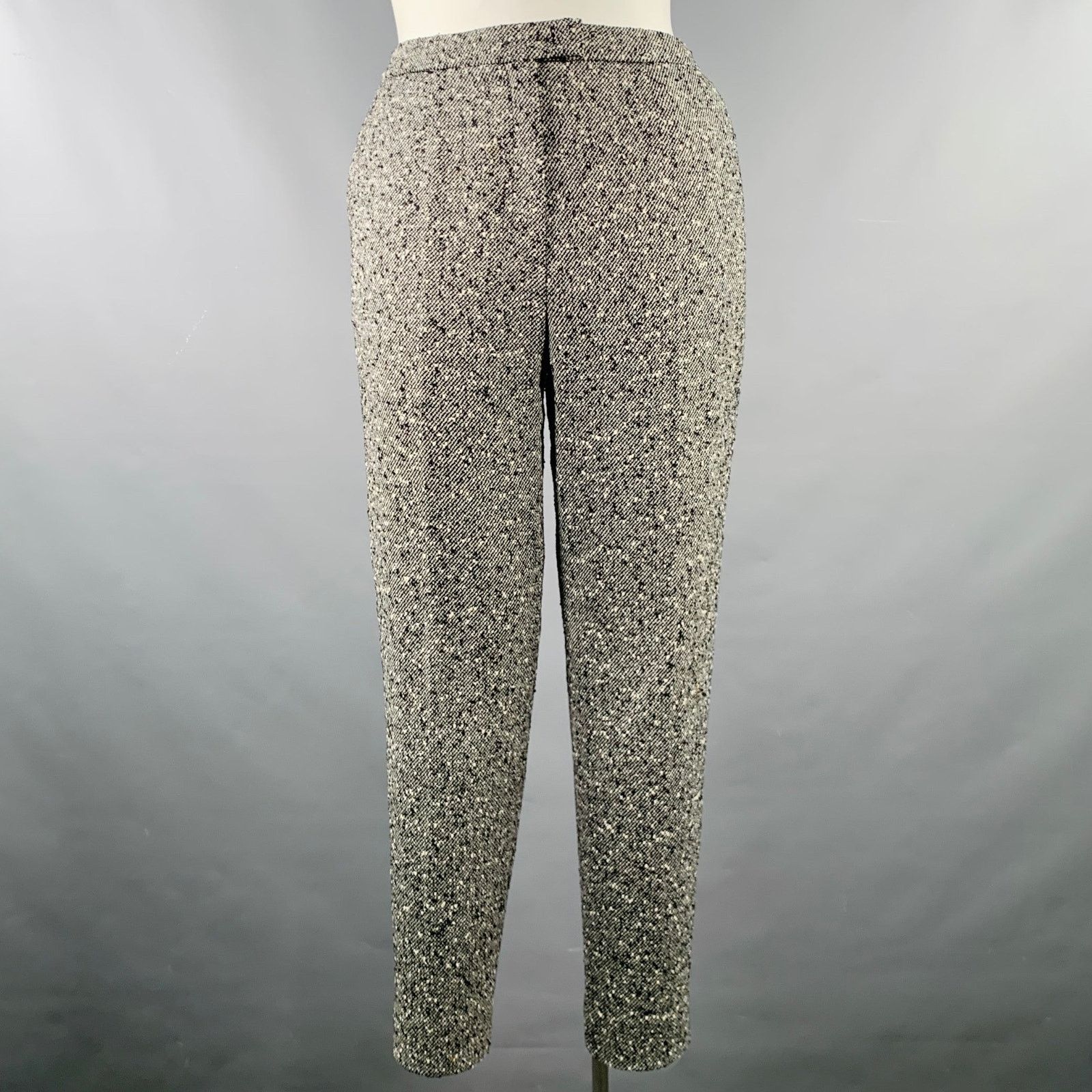 Escada Size 12 Black White Wool Blend Tweed Zip Fly Dress Pants Size 34" / US 12 / IT 48 - 1 Thumbnail