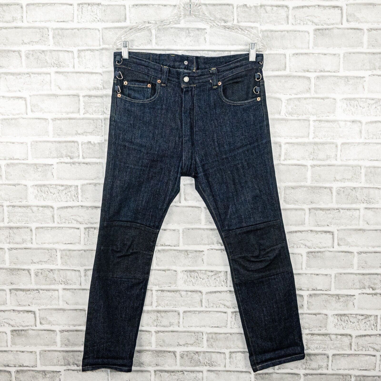 image of Ganryu Comme Des Garcons Slim Biker Denim Jeans Dark Wash in Blue, Men's (Size 32)