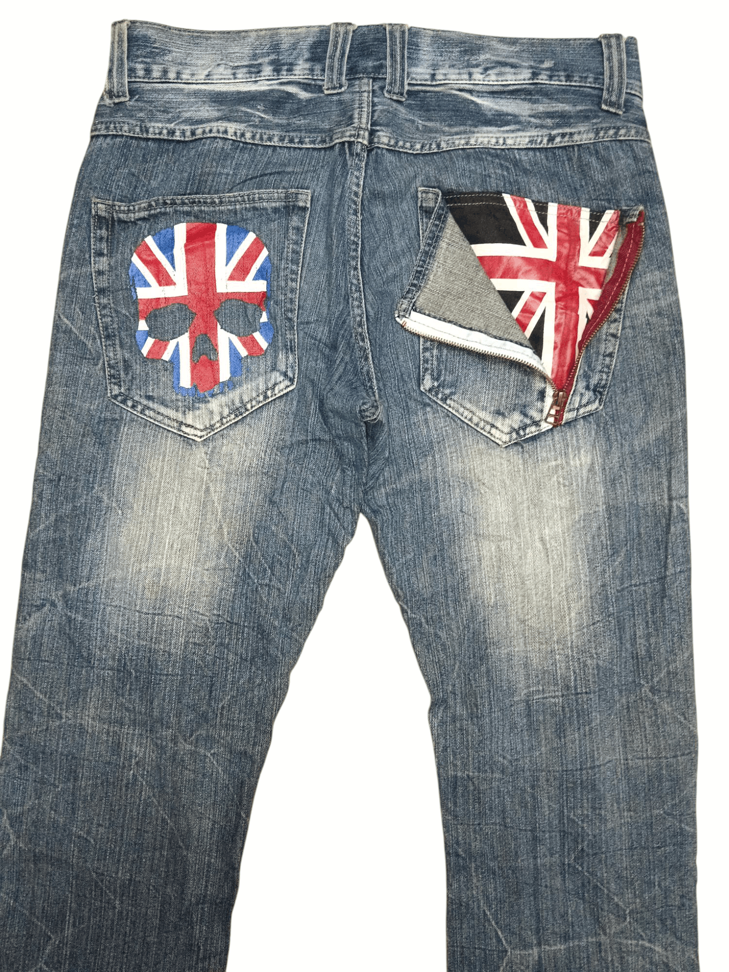 Tornado Mart 💥Jack Serika💥 Union Jack Punk Skull Flare Denim Size US 32 / EU 48 - 7 Thumbnail