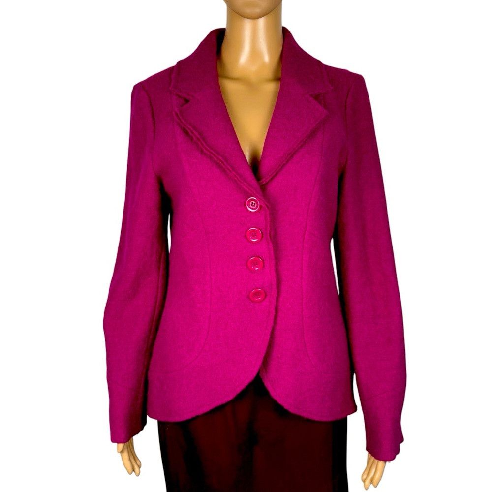 Other Valerie Bertinelli 100% Wool Dark Pink Cardigan Jacket Size M / US 6-8 / IT 42-44 - 1 Thumbnail