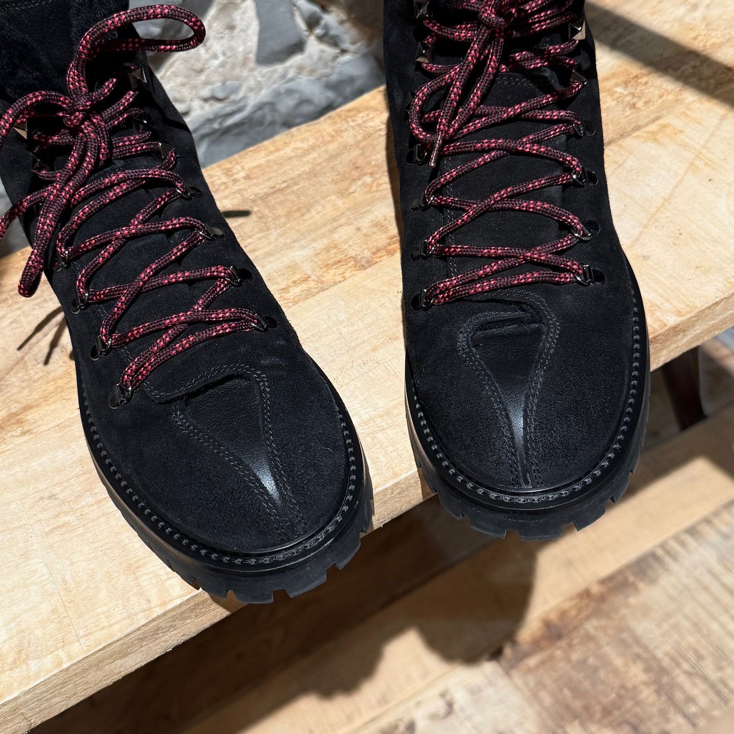 Valentino Valentino Black Suede Shearling Lined Winter Hiking Boots Size US 11 / IT 41 - 4 Thumbnail