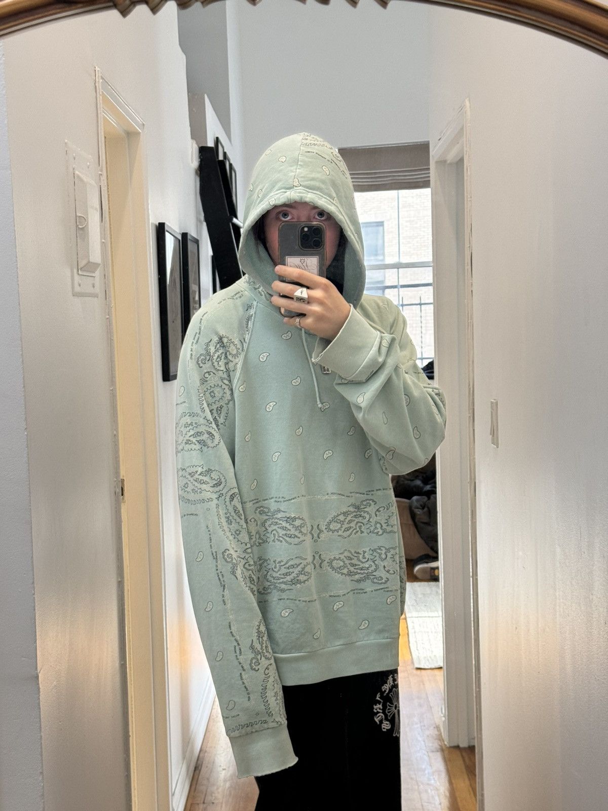 Raf Simons 🚭ARCHIVE GRAIL🚭 F/W 2004-2005 "WAVES" SEAFOAM PAISLEY HOODIE Size US XL / EU 56 / 4 - 23 Thumbnail
