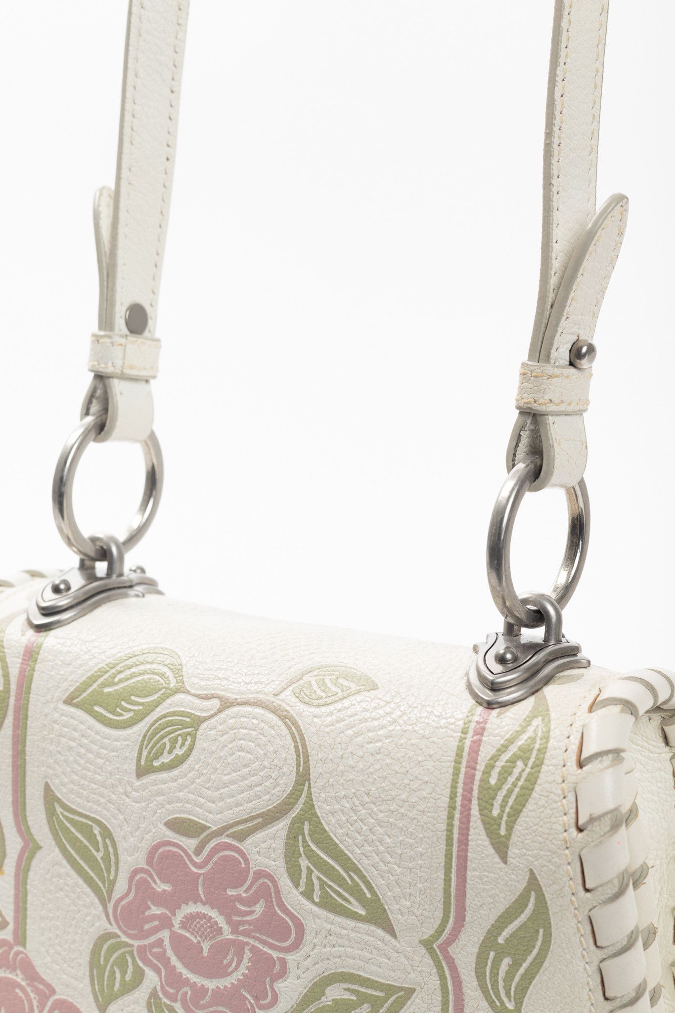 Miu Miu Miu Miu Madras Flora Leather Whipstitch Flap Crossbody Size ONE SIZE - 7 Thumbnail
