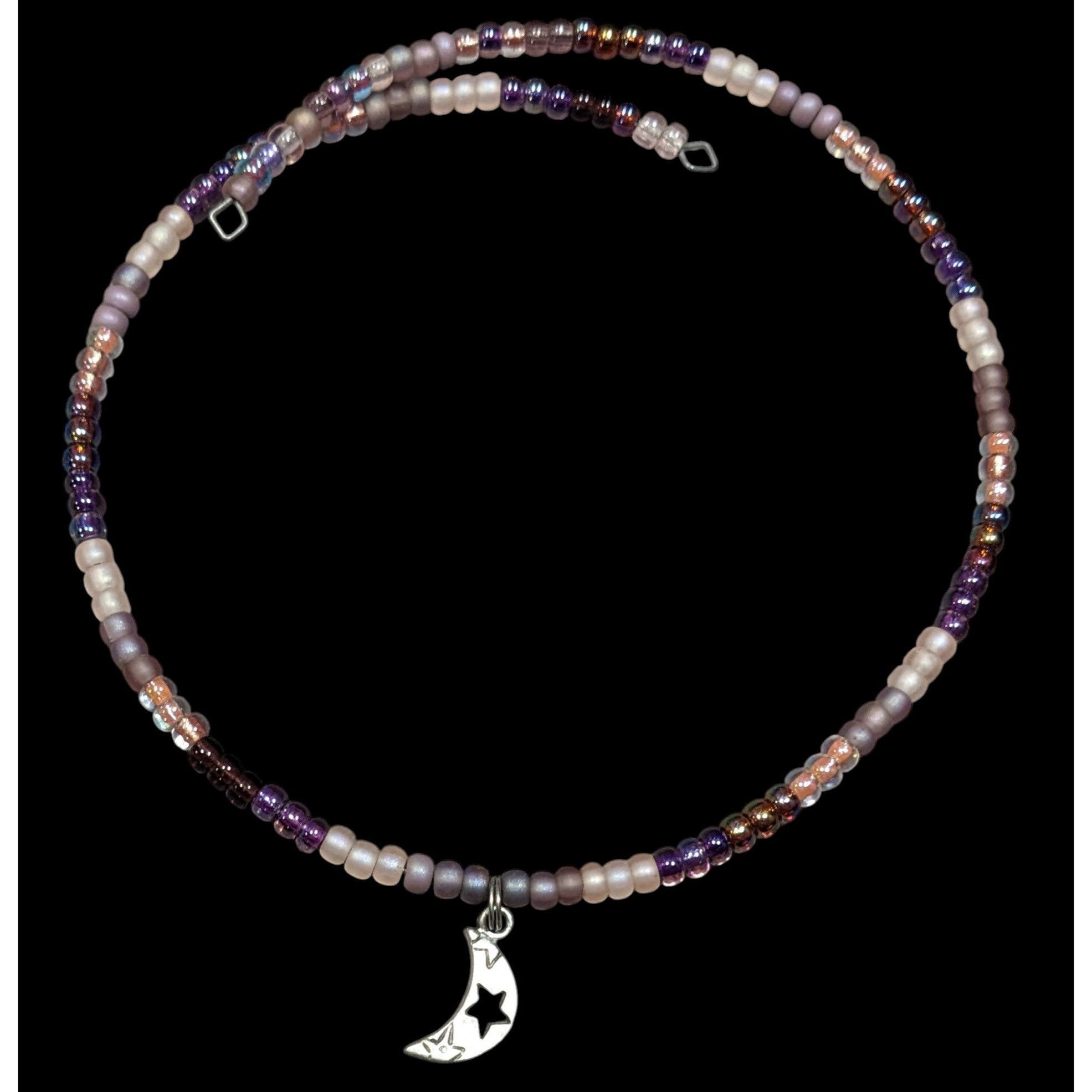 Other Minimalist Witchy Purple Beaded Moon Charm Coil Necklace Size ONE SIZE - 1 Thumbnail