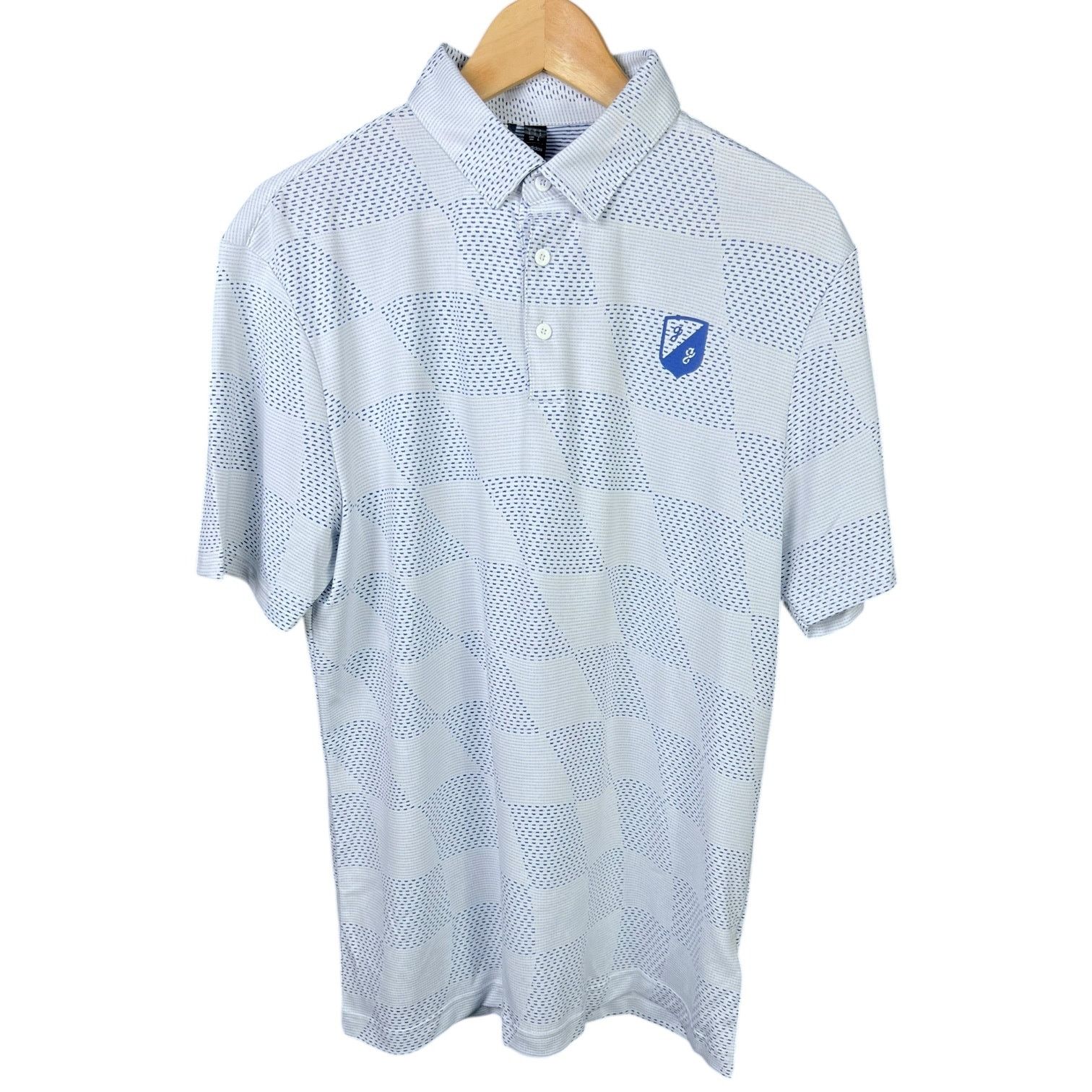 Adidas NWT Men's Adidas Textured Golf Polo White/Blue -M $70 Retail Size US M / EU 48-50 / 2 - 1 Thumbnail