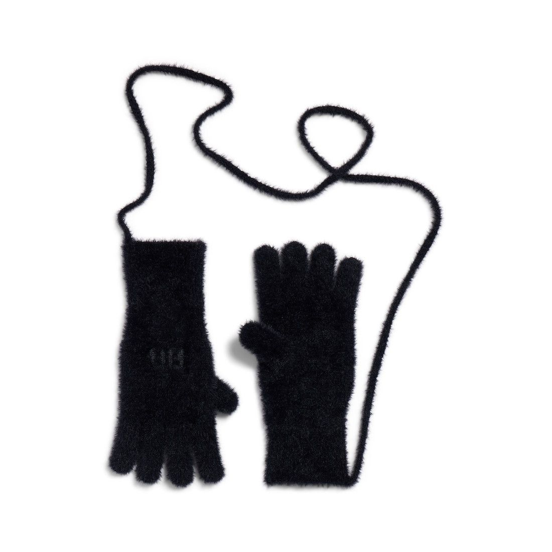 Balenciaga o1w1db10126 Size: M / Furry Gloves in Black Size ONE SIZE - 1 Thumbnail