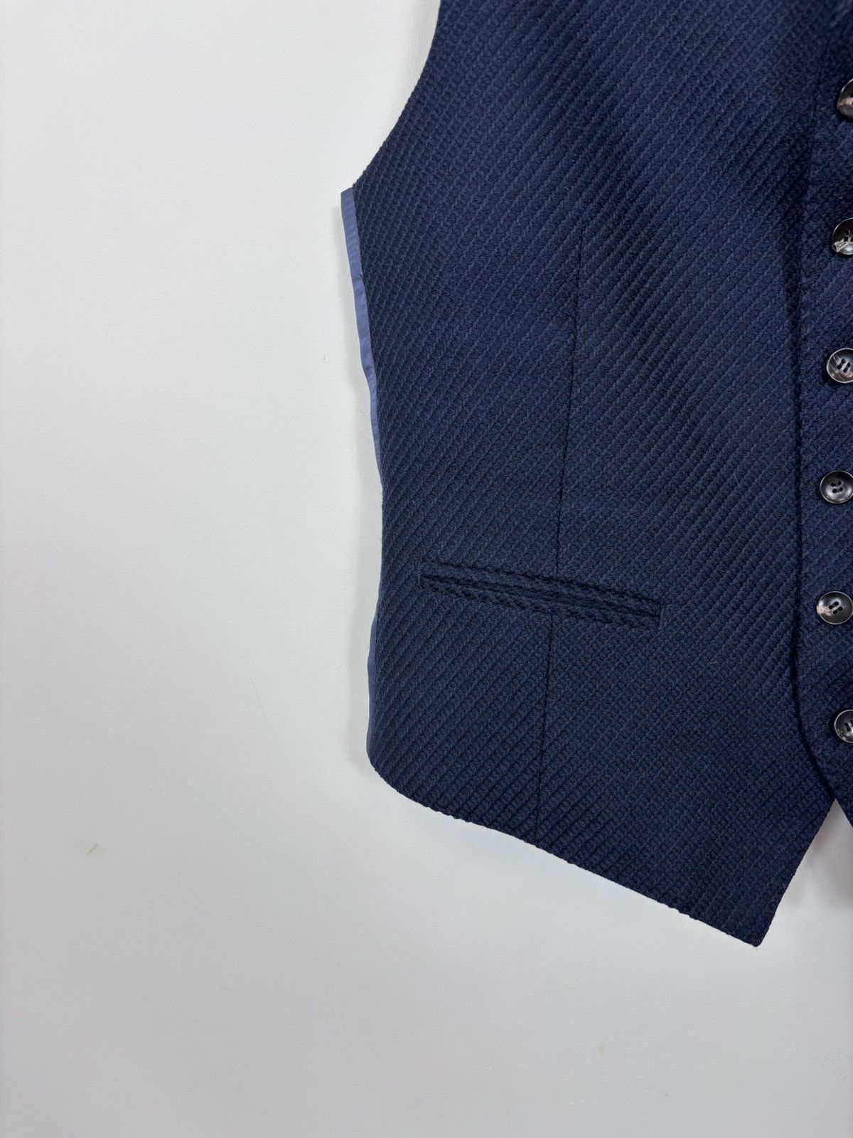 Suitsupply Suitsupply Capetown Men’s Navy Blue Wool Waistcoat Vest Size 38R - 4 Thumbnail