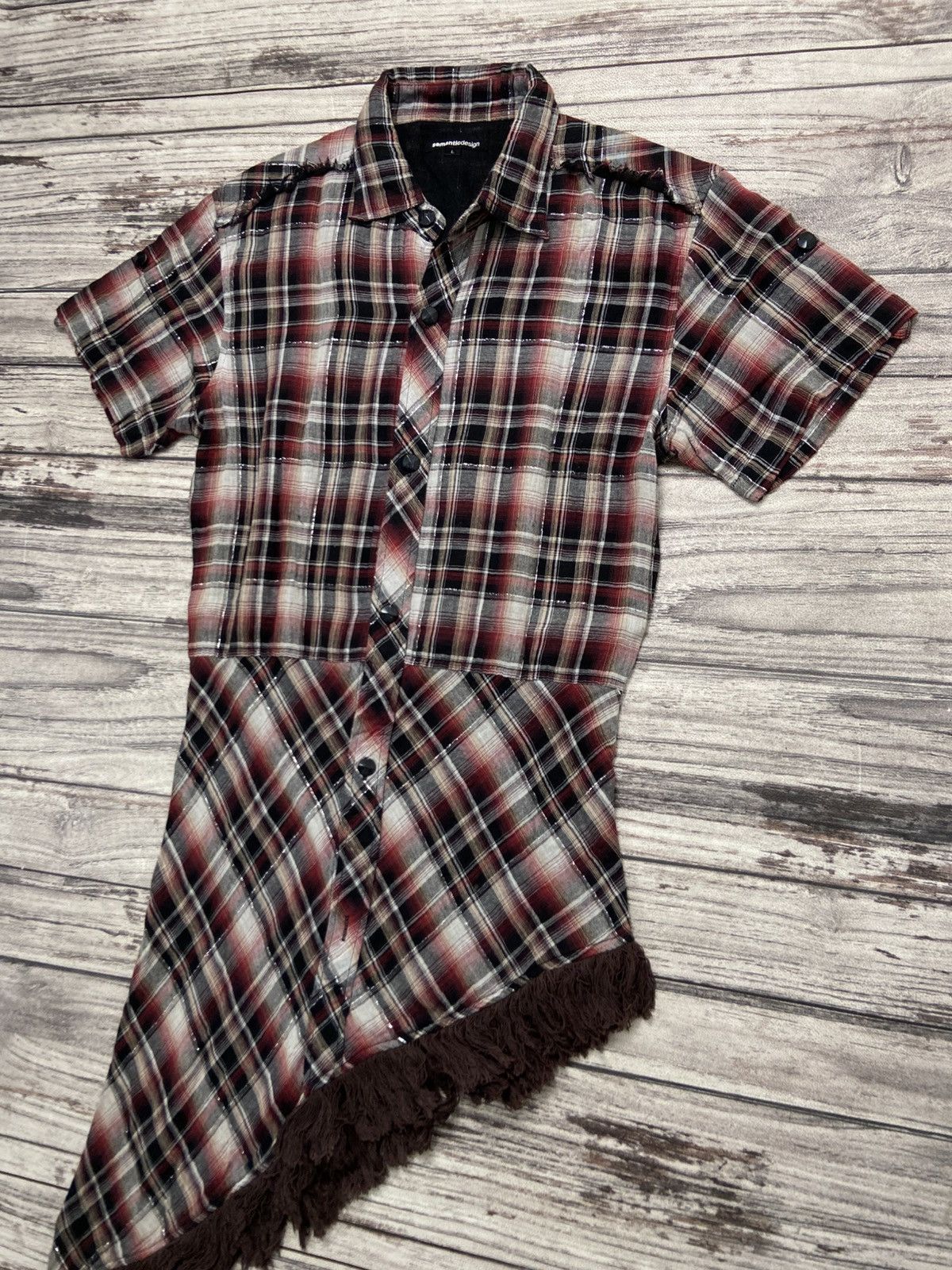 If Six Was Nine × Le Grande Bleu (L.G.B.) × semanticdesign Rare 2000s Semantic Design Asymetric Midi Plaid Dress Size M / US 6-8 / IT 42-44 - 2 Thumbnail
