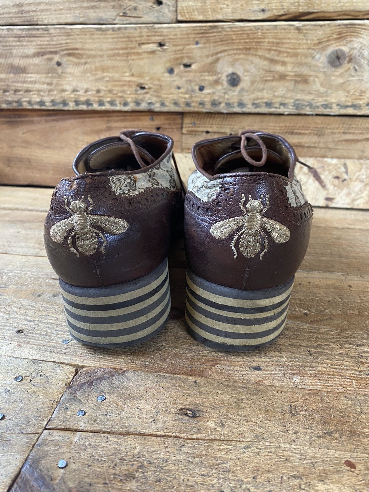Dapper Dan × Gucci × Vintage Gucci GG logo monogram print casual heeled brouges shoe sz42 Size US 9 / EU 42 - 9 Thumbnail