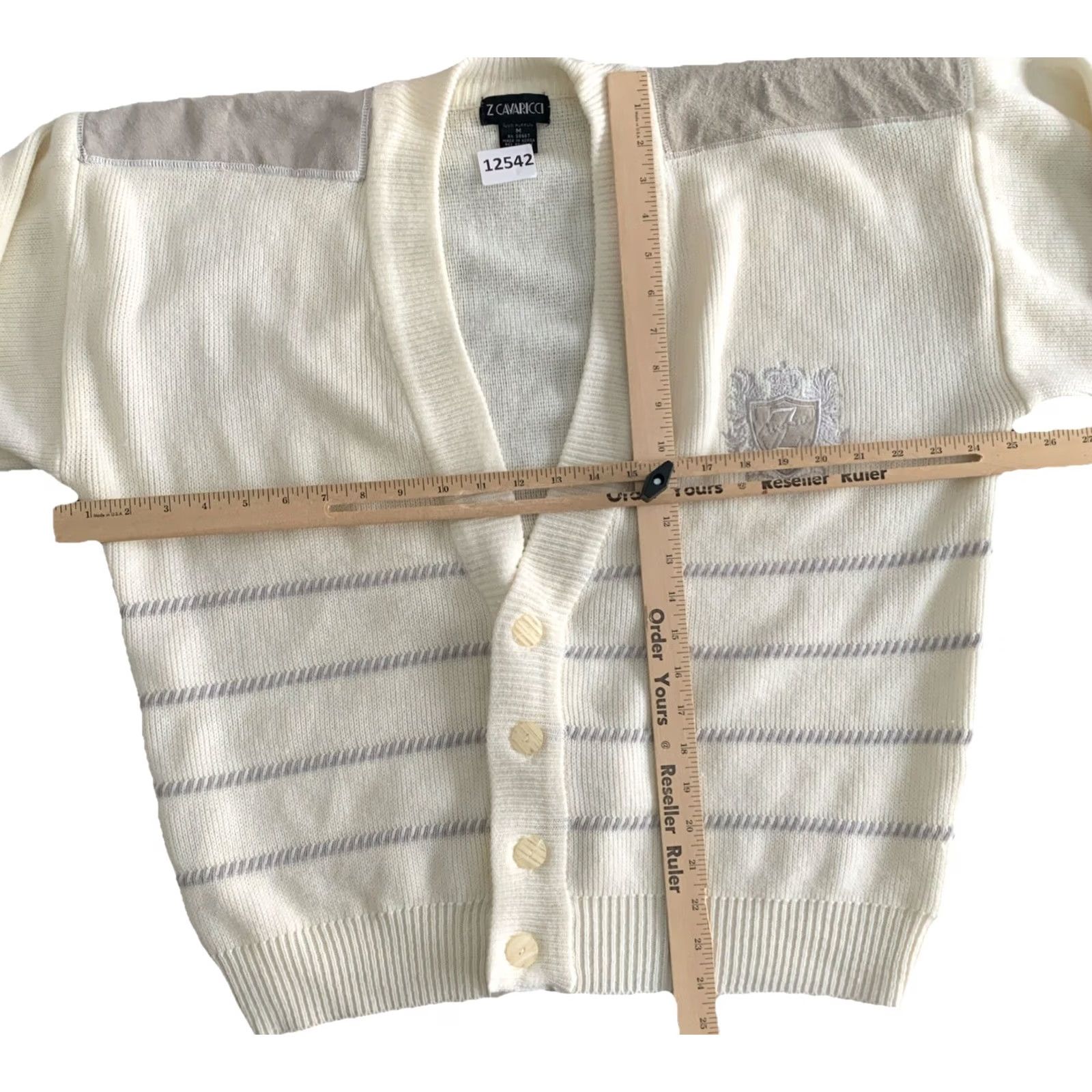 Vintage Vintage Z. Cavaricci Ivory Knit Suede Embroidered Cardigan Sweater Men’s M Size US M / EU 48-50 / 2 - 4 Thumbnail