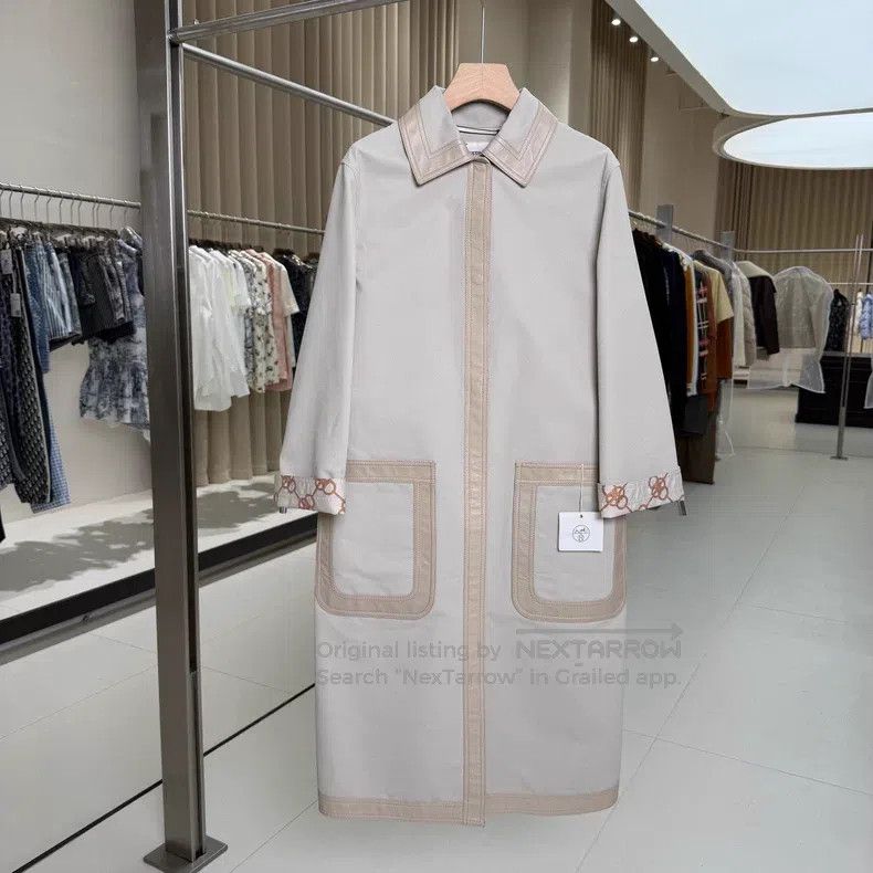 Hermes Hermes Beige Collar Long Coat Size XXS / US 00 / IT 34 - 1 Thumbnail