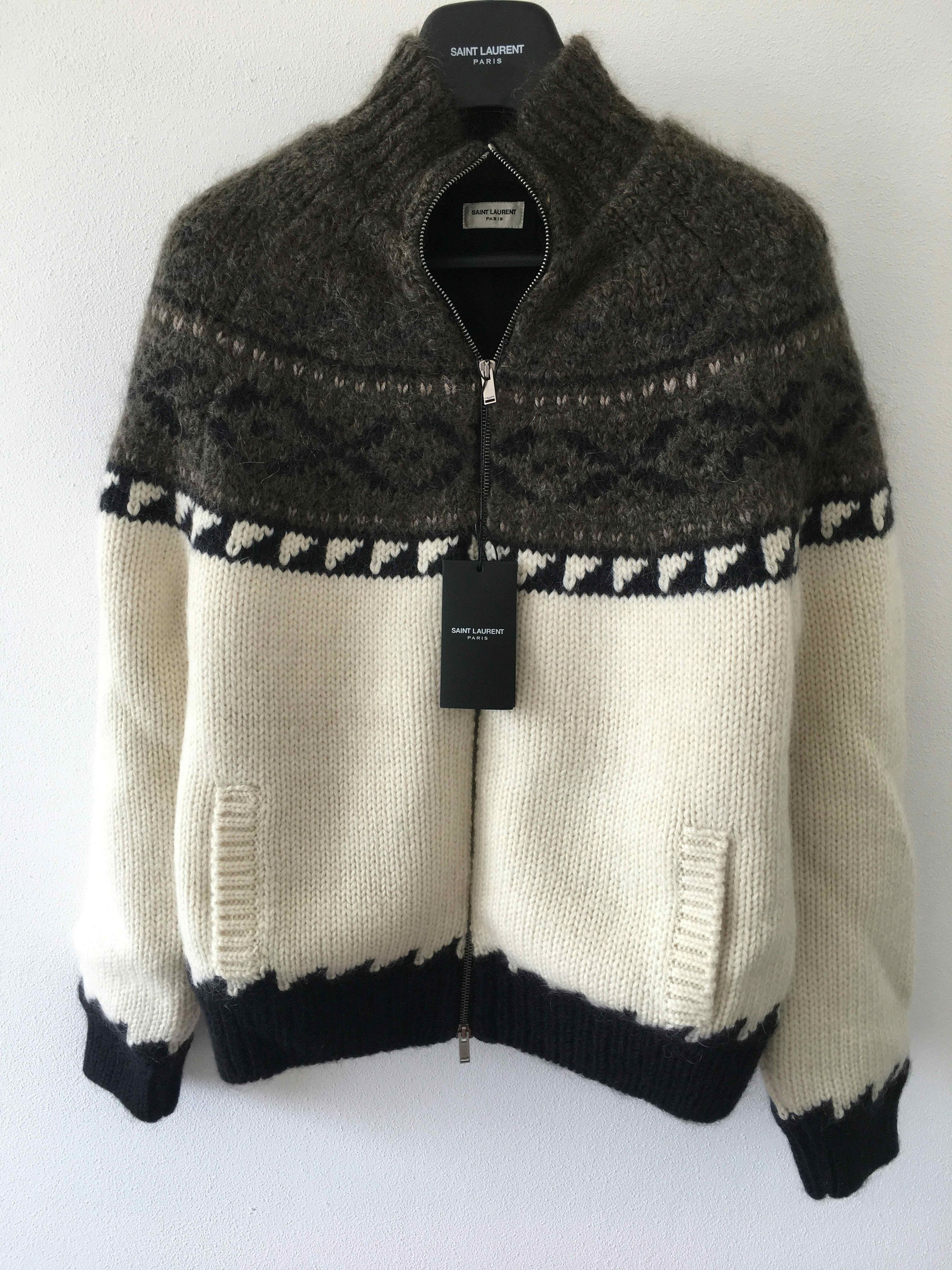 Saint Laurent Paris FW'18 Jacket Teddy Jacquard Knitted Size US M / EU 48-50 / 2 - 1 Thumbnail