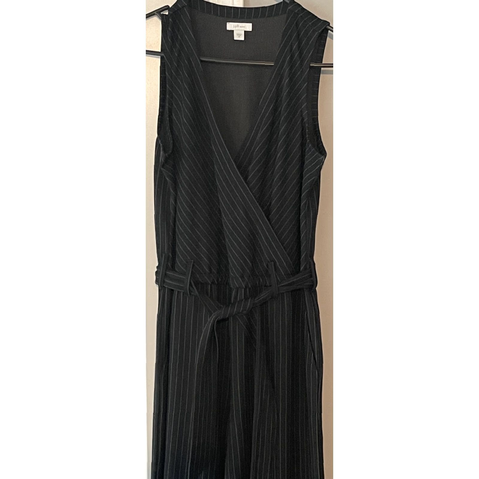 J. Jill J. Jill Jumpsuit XS Ponte Black White Striped V-Neck Stretch EUC One-Piece Women Regular Knit Sleeveless Party Casual Business Size 26" / US 2 / IT 38 - 3 Thumbnail