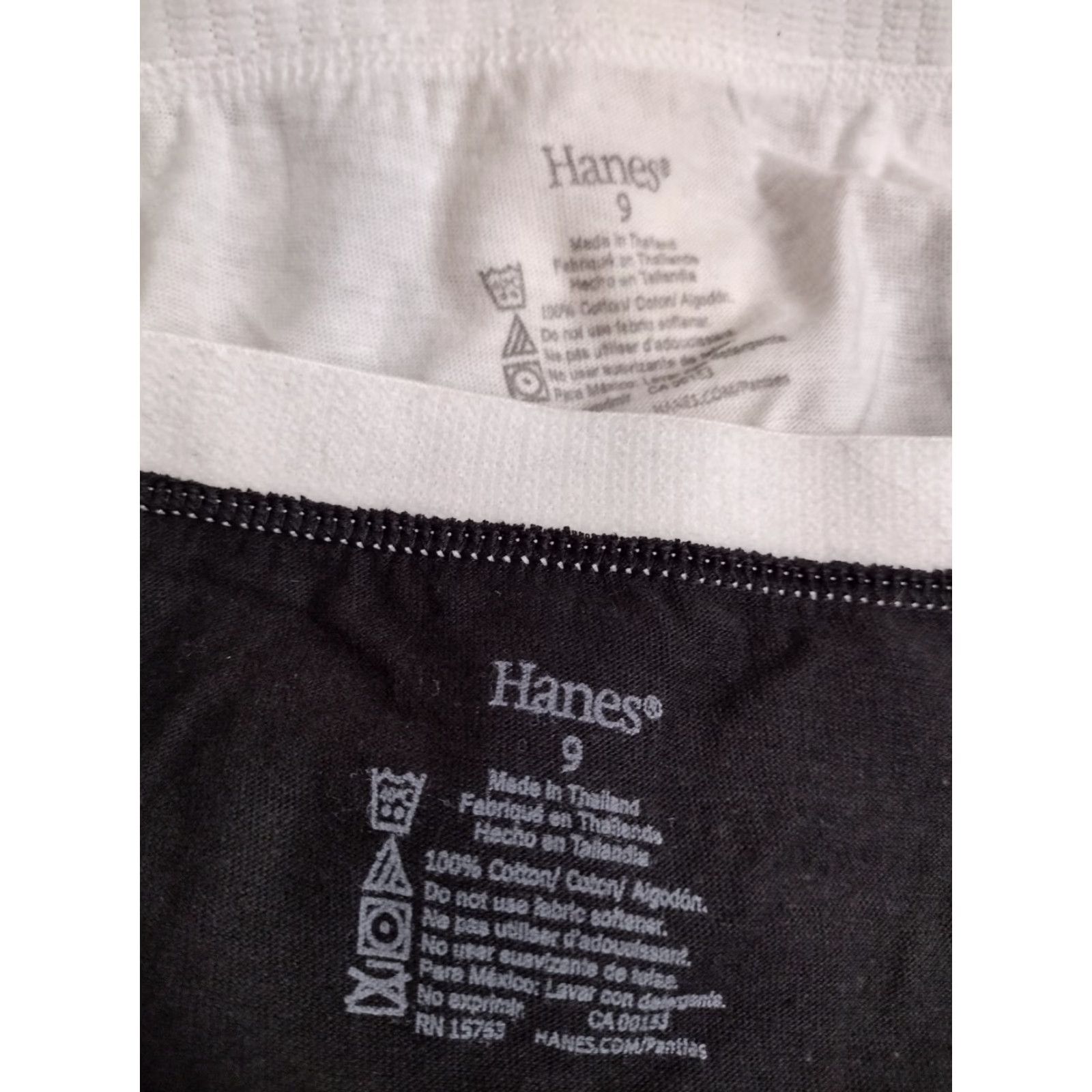 Hanes Hanes Women's 2-Pack Panties Underwear Brief Juniors Cotton Black/White Size 9 Size 30" / US 8 / IT 44 - 5 Thumbnail
