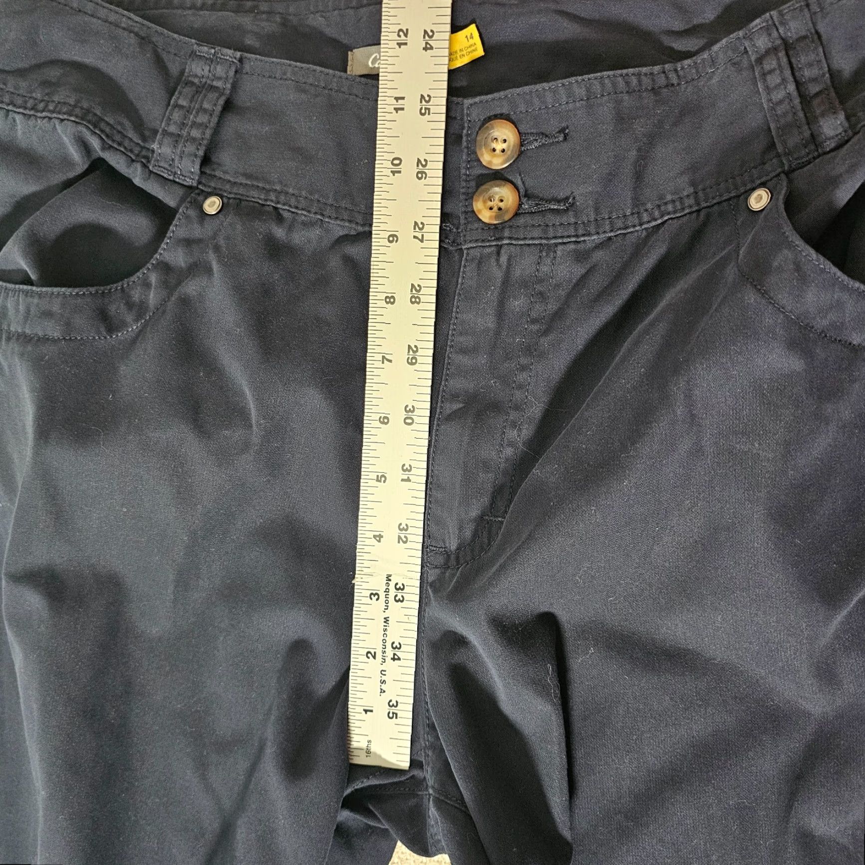 Vintage Cabela's Womens Size 14 Straight Pants Dark Blue Nylon Pockets Outdoors Chino Casual All Season Size 36" / US 14 / IT 50 - 6 Thumbnail