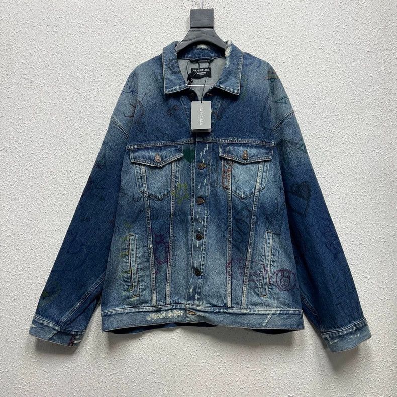 Balenciaga Balenciaga Hand-Painted Denim Jacket Size US XS / EU 42 / 0 - 1 Thumbnail