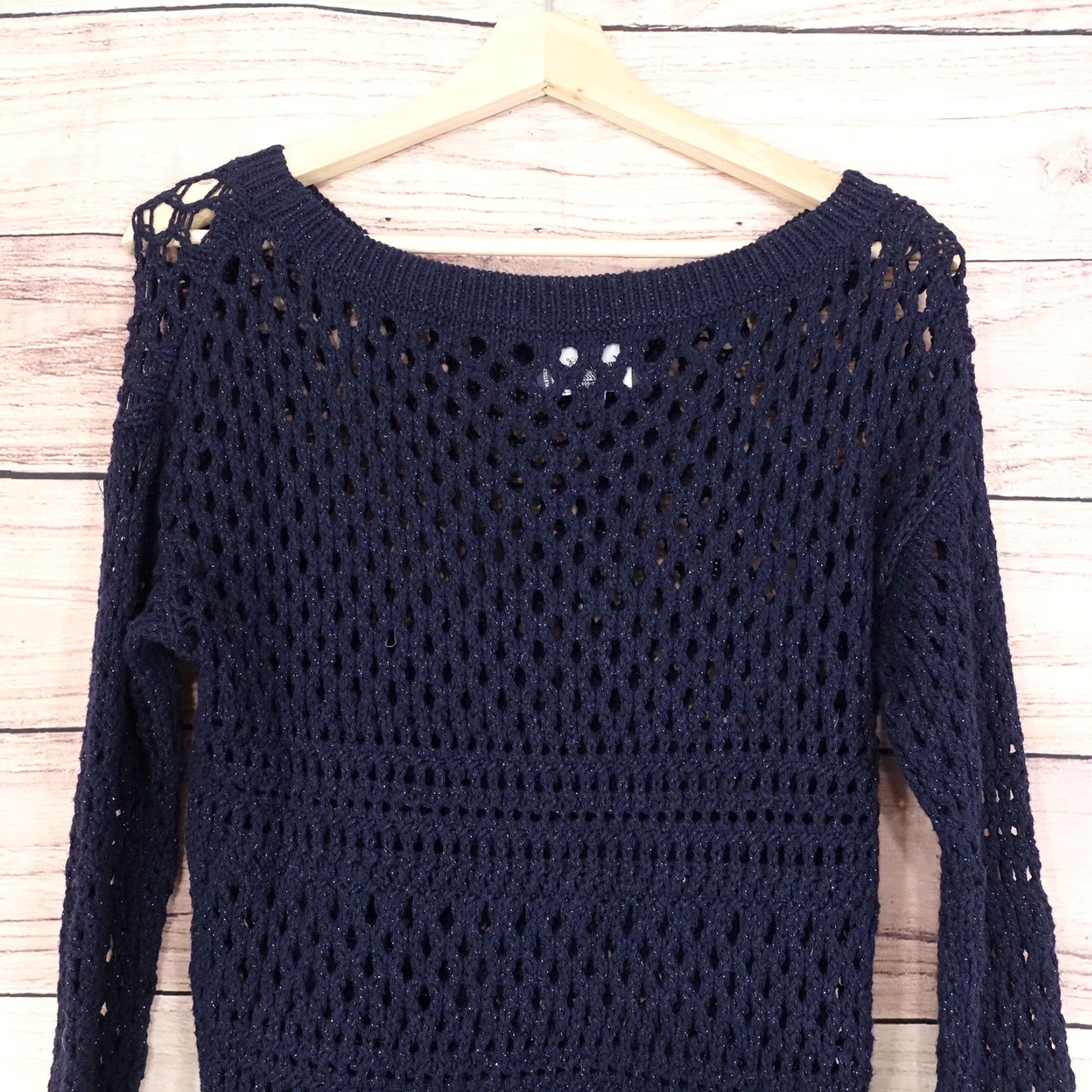 American Eagle Outfitters Vintage American Eagle Outfitters Women's Blue Lace Sweater Size Small Casual Pullover Size S / US 4 / IT 40 - 5 Thumbnail