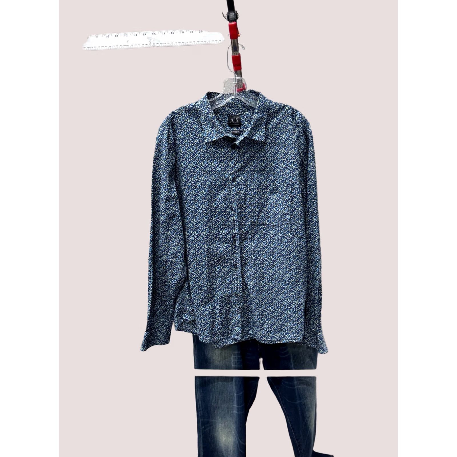 Armani Armani Shirt Mens XL Exchange Blue Yellow Psychedelic LONG SLEEVE Size US XL / EU 56 / 4 - 1 Thumbnail