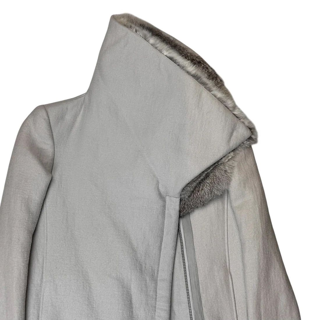 Helmut Lang Helmut Lang Asymmetric Rabbit Fur Collar Coat - AW10 Size US XS / EU 42 / 0 - 5 Thumbnail