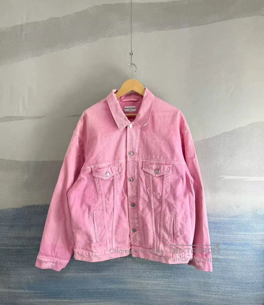 Balenciaga Balenciaga Pink Distressed Denim Jacket. Size US S / EU 44-46 / 1 - 1 Thumbnail